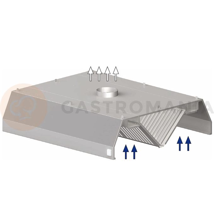 Nerezová závěsná trapézová digestoř 1100x1600x450 mm |  STALGAST, 9821016110