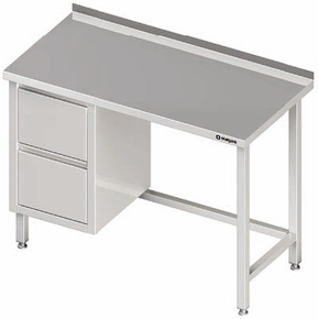 Stół przyścienny z blokiem dwóch szuflad po lewej stronie 800x600x850 mm | STALGAST, 980246080