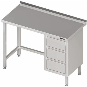 Stół przyścienny z blokiem trzech szuflad po prawej stronie 1300x600x850 mm | STALGAST, 980376130