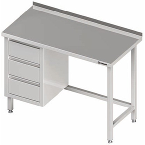 Stůl nerezový přístěnný s blokem se třemi zásuvkami na levé straně 1600x600x850 mm |  STALGAST, 980366160