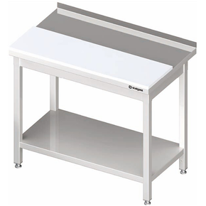 Stůl nerezový přístěnný s deskou z polyetylénu s policí 1400x600x850 mm |  STALGAST, 980596140