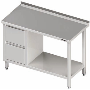 Stůl nerezový s policí a s blokem se dvěma zásuvkami na levé straně 1000x600x850 mm |  STALGAST, 980266100