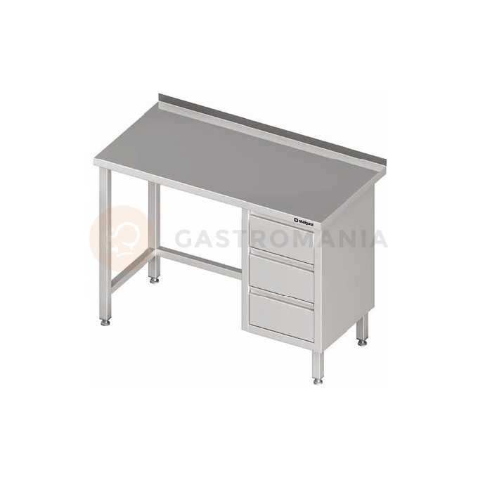 Stůl nerezový přístěnný s blokem se třemi zásuvkami na pravé straně 1100x600x850 mm |  STALGAST, 980376110