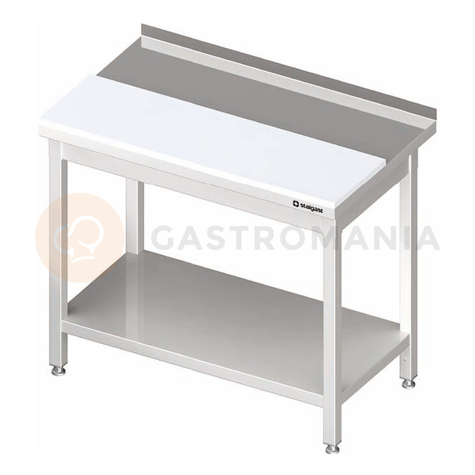 Stůl nerezový přístěnný s deskou z polyetylénu s policí 1000x600x850 mm |  STALGAST, 980596100