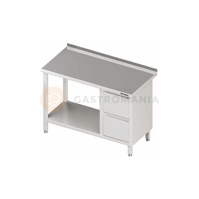Stůl nerezový s policí a s blokem se dvěma zásuvkami na pravé straně 1000x600x850 mm |  STALGAST, 980276100
