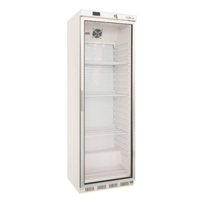 Chladící skříň s prosklenými dveřmi, bílá 340 l, od 0 do +10°C, 603x620x1855 mm | TEFCOLD, UR 400 G