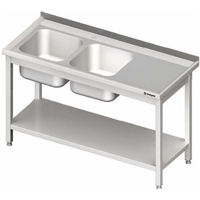 Stół z dwoma zlewami z lewej strony i półką 1700x700x850 mm | STALGAST, 980847170