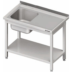 Stół ze zlewem jednokomorowym z lewej strony z półką 1300x700x850 mm | STALGAST, 980707130