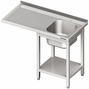 Stůl nerezový s dřezem jednokomorovým na pravé straně s možností umístění lednice nebo myčky na nádobí 1200x600x900 mm |  STALGAST, 980956120