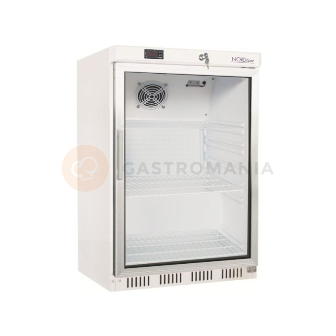 Chladící skříň s prosklenými dveřmi, bílá 130 l, od 0 do +10°C, 603x620x855 mm | TEFCOLD, UR 200 G