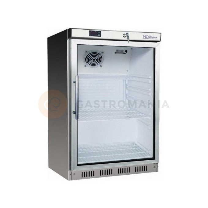 Chladící skříň s prosklenými dveřmi, nerezová 130 l, od 0 do +10°C, 603x620x855 mm | TEFCOLD, UR 200 GS