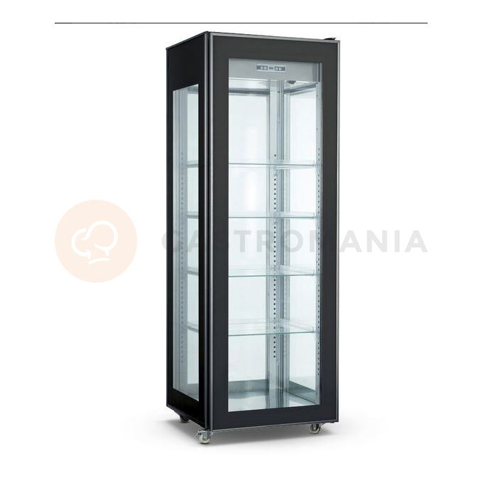 Chladící vitrína 400 l s osvětlením LED, 660x660x1900 mm | NORDLINE, RT 400L-2 BLACK
