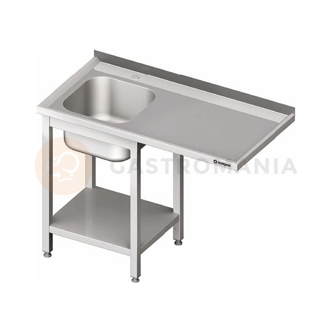 Stůl nerezový s dřezem jednokomorovým na levé straně s možností umístění lednice nebo myčky na nádobí 1600x700x900 mm |  STALGAST, 980967160