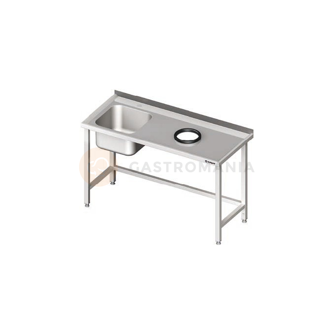 Stůl nerezový s dřezem na levé straně a s otvorem na odpad 1700x700x850 mm |  STALGAST, 980947170