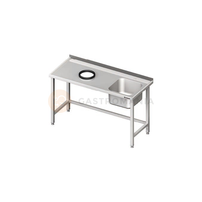 Stůl nerezový s dřezem na pravé straně a s otvorem na odpad 1500x700x850 mm |  STALGAST, 980937150