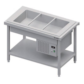 Chladící centrální stůl s vanou na saláty, 3xGN 1/1, vrchní deska z nerezové oceli | STALGAST, ST 105