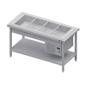 Chladící centrální stůl s vanou na saláty, 4xGN 1/1, vrchní deska z nerezové oceli | STALGAST, ST 106