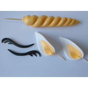 Roh jednorožce, bílo-zlatý, figurky z cukru 13,5 cm, sada | MAGMART, RG01