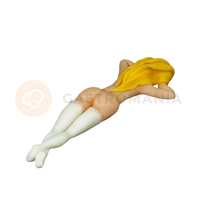Blondýna ležící na břiše s punčochami, cukrová figurka, 18 cm, bílá | MAGMART, 18KTP B BL