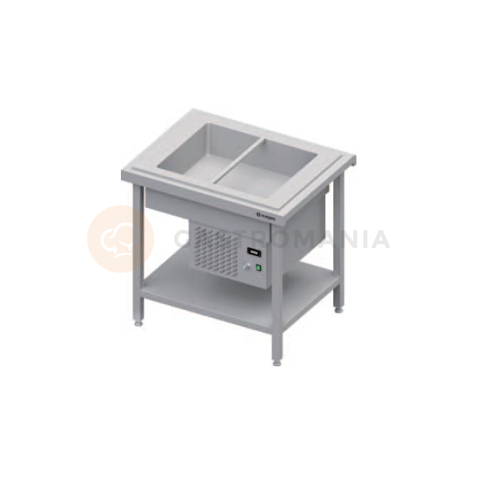 Chladící centrální stůl s vanou na saláty, 2xGN 1/1, vrchní deska z nerezové oceli | STALGAST, ST 104