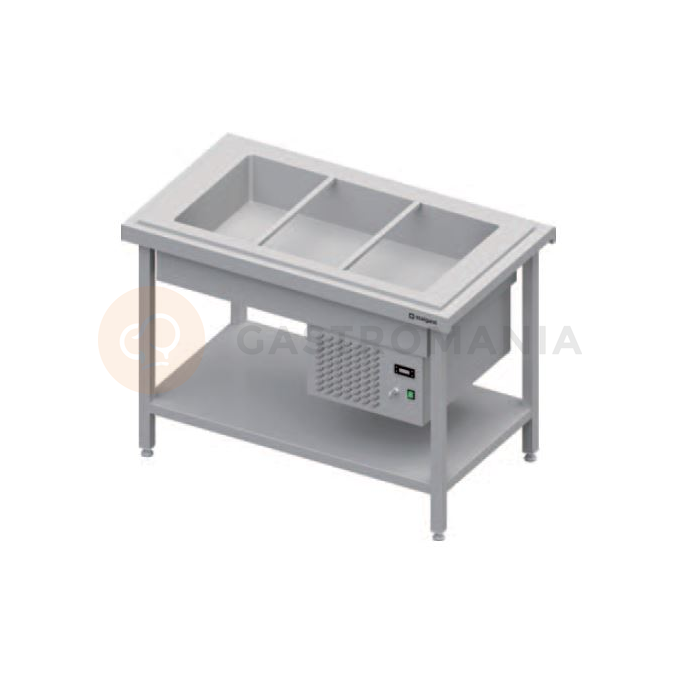 Chladící centrální stůl s vanou na saláty, 3xGN 1/1, vrchní deska z nerezové oceli | STALGAST, ST 105
