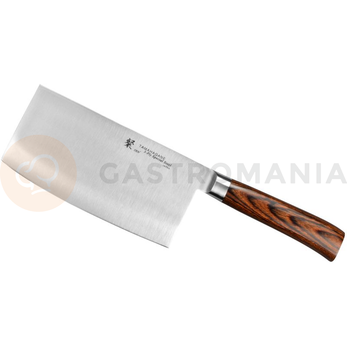 Čínský nůž- sekáček, 18 cm | TAMAHAGANE, SAN Brown