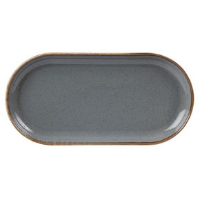 Servírovací talíř z porcelánu oválný, 30x15 cm, šedý | PORLAND, Seasons Stone