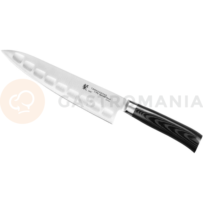 Nůž šéfkuchaře s prohlubněmi, 21 cm | TAMAHAGANE, SAN Black