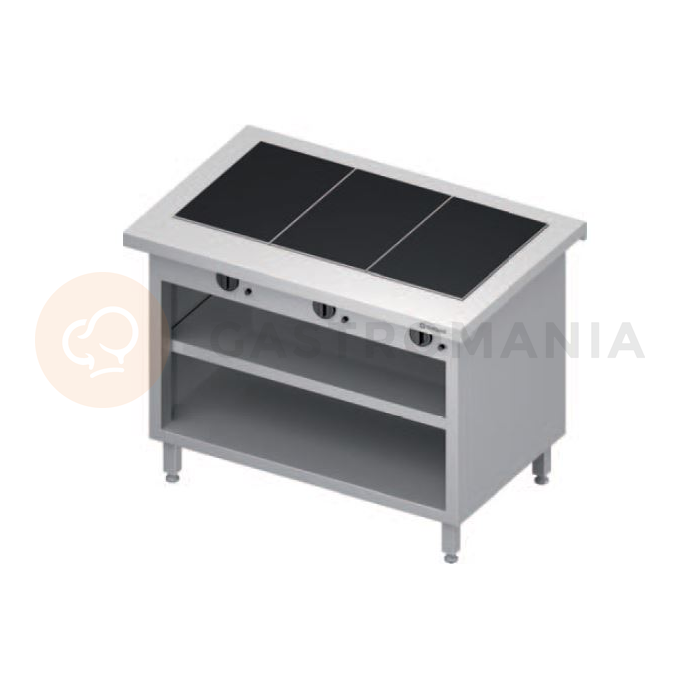 Ohřívací stůl, keramická ohřívací deska, vrchní deska z nerezové oceli, 1132x735x880 mm | STALGAST, ST 233