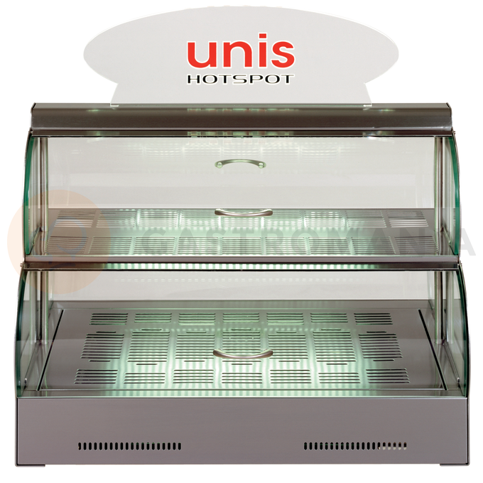 Stolní teplá vitrína PE2 inox | UNIS, Hot Spot