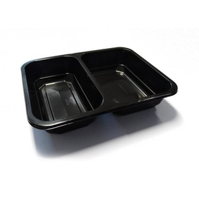 Černý, 2 - komorový box, vhodný k zatavení, 227x178x50 mm, 320 ks, hladký | CHEFFY, Matipack D 9500C