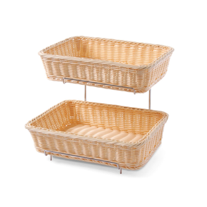 Košík obdélníkový na pečivo z polyratanu 360x280x90 mm v sadě 2 kusy | HENDI, 561201