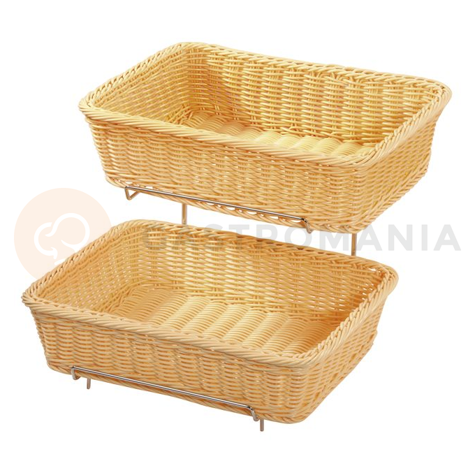 Košík obdélníkový na pečivo z polyratanu 360x280x90 mm v sadě 2 kusy | HENDI, 561201