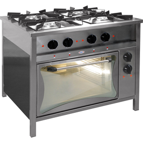 Gastronomický plynový sporák 4 hořáky s elektrickou troubou, 900x700x850 mm, 27,1 kW | EGAZ, TGP-4725/PKE-1