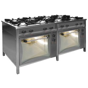 Gastronomický plynový sporák 8 hořáků a 2 elektrické trouby, 1737x900x850 mm, 51,2 kW | EGAZ, TGP-845/2xPKE-1