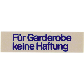 Informační štítek &quot;Für Garderobe keine Haftung&quot; | CONTACTO, 7673/019