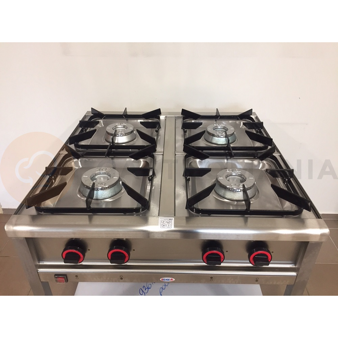 Gastronomický plynový sporák 4 hořáky, 900x700x850 mm bez police, 1x3,4+1x5+1x6,5+1x8 kW | EGAZ, TGP-4725.II