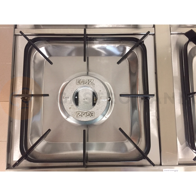 Gastronomický plynový sporák 4 hořáky, 900x700x850 mm bez police, 1x3,4+1x5+1x6,5+1x8 kW | EGAZ, TGP-4725.II