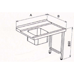 Stůl vstupní s dřezem levý 1200x750x850 mm | RM GASTRO, 00008062