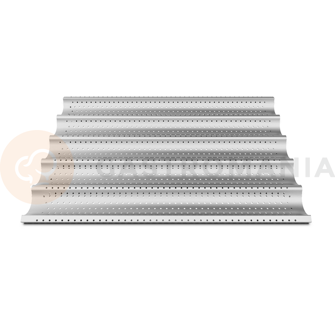 Hliníkový plech mikro perforovaný, 5 prohlubní, 600x400xx34 mm | UNOX, FORO.BAGUETTE