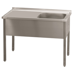 Nerezový mycí stůl s jednokomorovým dřezem na levé straně bez police 1600x700x900 mm | REDFOX, MSJOL-160x70x90