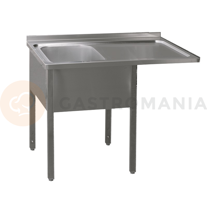 Nerezový mycí stůl s jednokomorovým dřezem na levé straně bez police 1600x700x900 mm | REDFOX, MSJOP/M-160x70x90