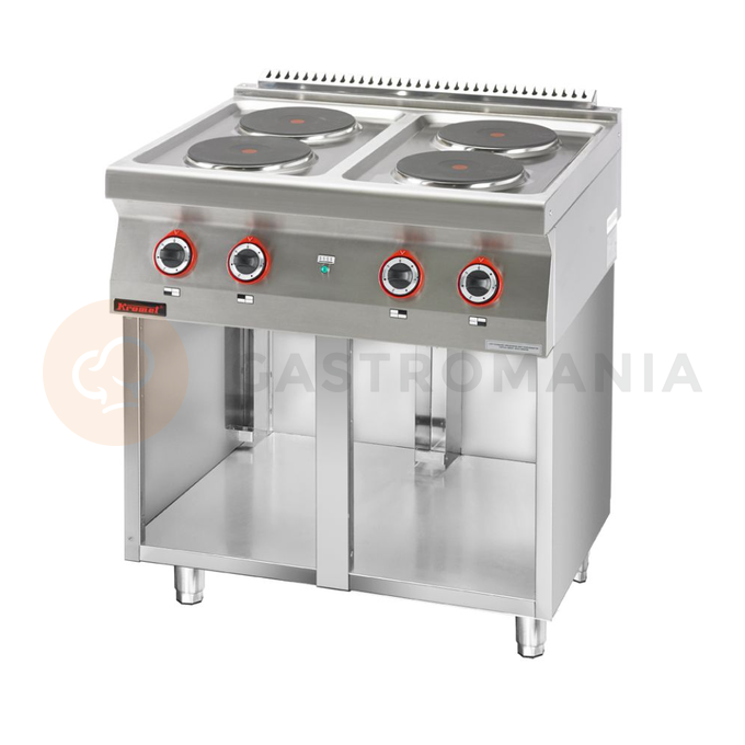 Elektrický sporák 4 kulaté plotýnky 4x2,6 kW na otevřeném podstavci  | KROMET, 700.KE-4.S