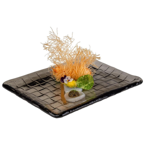 Skleněný servírovací tác na sushi 230x180x15, šedý | APS, Takashi