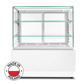 Cukrářská chladící vitrína, vnitřek z nerezové oceli, snížená verze, 1300x670x1110+/-10 mm | RESTO QUALITY, Dolce Visione Premium Breve 1300