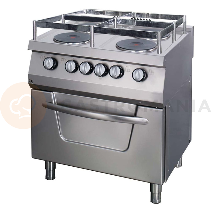 Elektrický sporák s troubou, volně stojící, 4 plotýnky, 16,4 kW, 800x700x850 mm | RESTO QUALITY, RQOEF8070S