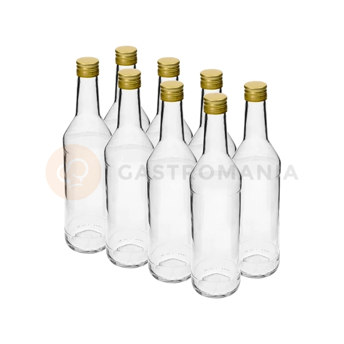 Butelka 500 ml na wódkę prosta z zakrętkami - 8 szt. | BROWIN, 631405