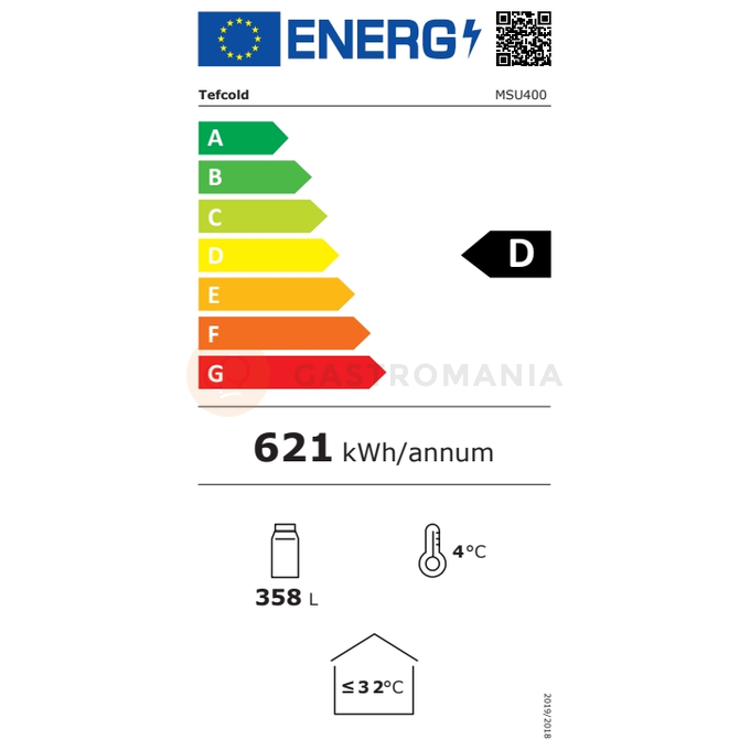 Szafa chłodnicza ze szklanymi drzwiami | TEFCOLD, MSU 400