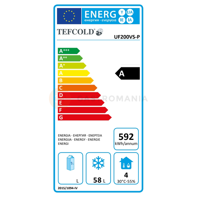 Mrazicí skříň s plnými dveřmi, nerez | TEFCOLD, UF 200 VS