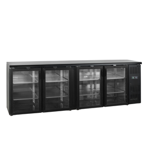 Minibar se čtyřmi prosklenými křídlovými dveřmi, barva černá | TEFCOLD, CBC 410 G